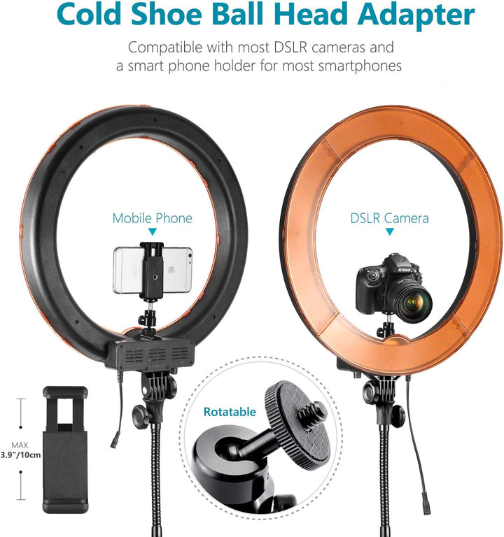 Neewer Kamera Foto Video Ringlicht Kit: 18 Zoll/48 Zentimeter Aussen 52W 5500K dimmbare LED Ringlich
