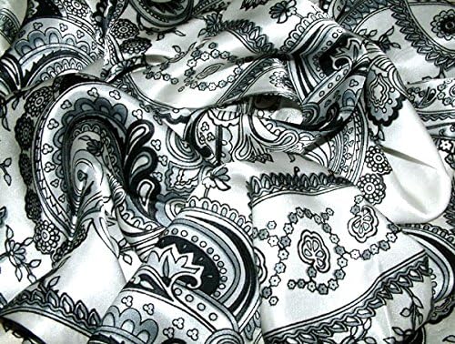Lorenzo Cana Luxus Damen Seidentuch aufwändig bedrucktes Tuch schwarz weiss 100% Seide 100 cm x 100