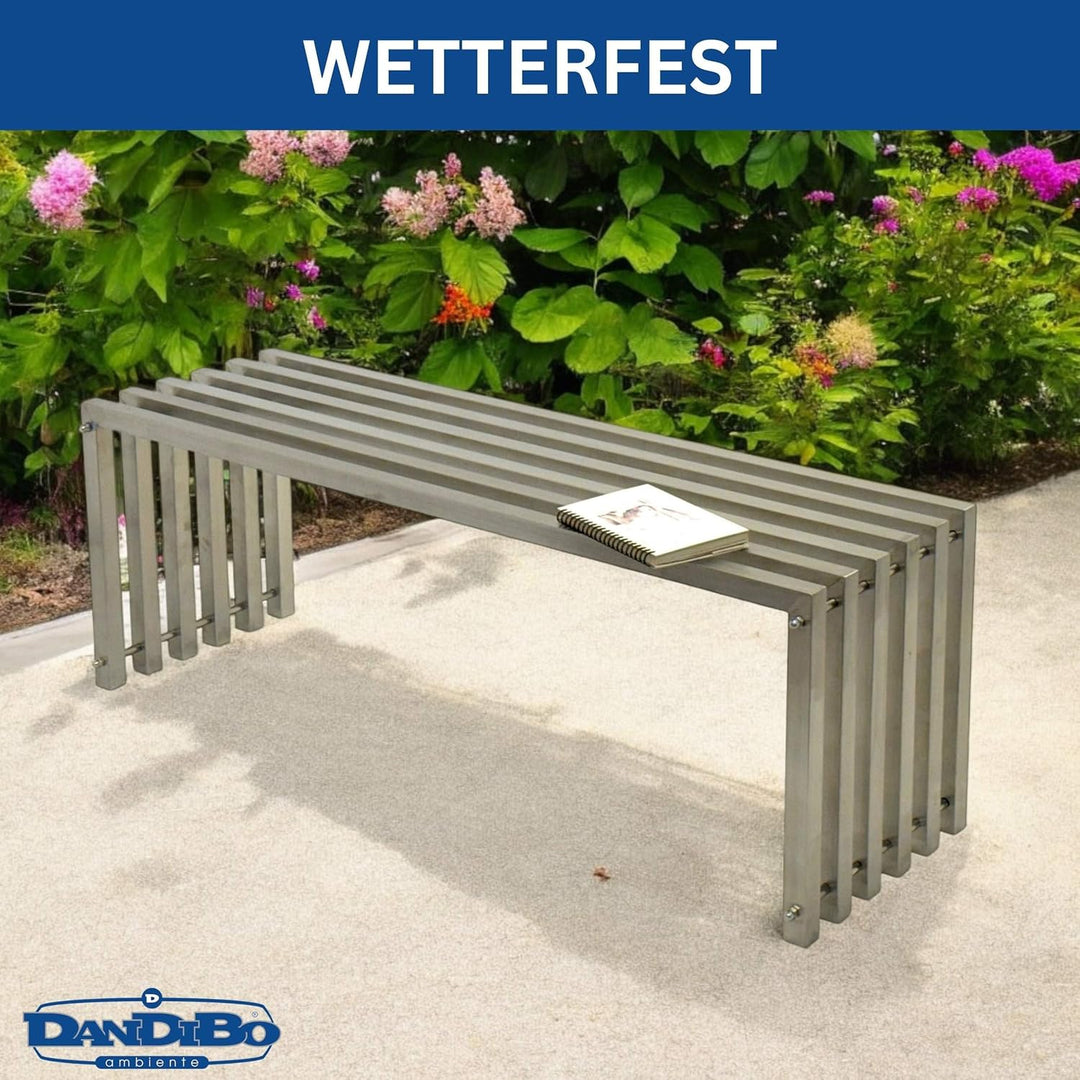 DanDiBo Gartenbank Wetterfest Metall Edelstahl Massiv 115 cm Sitzbank Outdoor Garten 96607 Parkbank