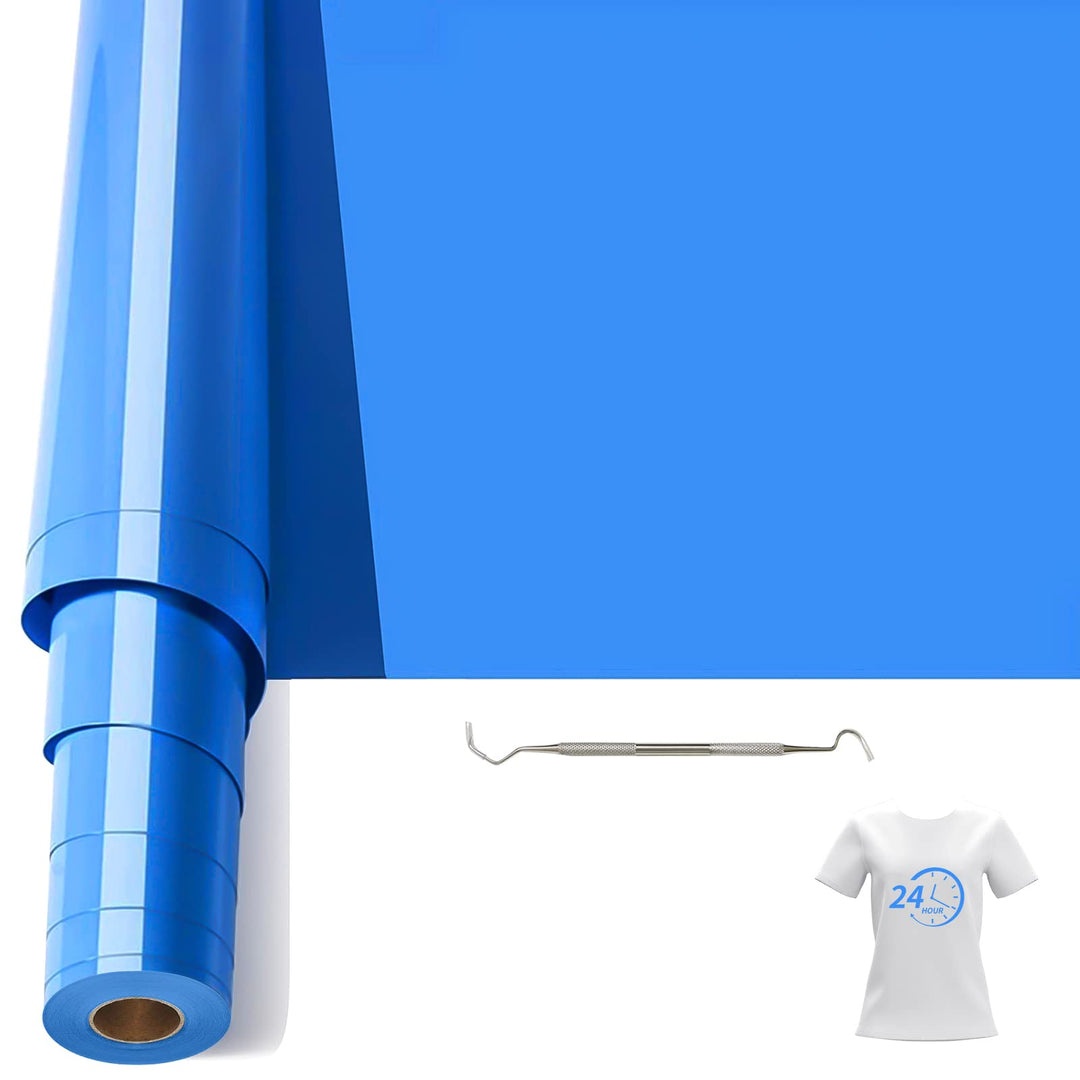 Bocguy Plotterfolie Textil, 30.5CM x 6.1M Heat Transfer Vinyl Flexfolie Rollen mit Plotter Werkzeug,