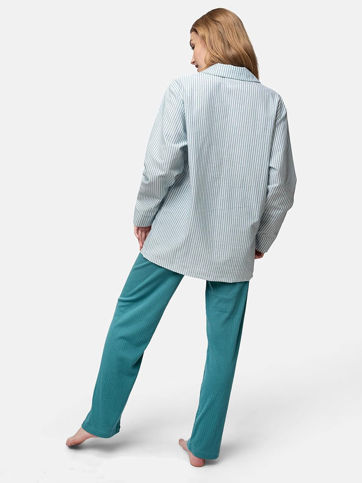 greenjama Damen Pyjama-Hemd, GOTS-Zertifiziert Pyjamaoberteil 40 Topaz, 40 Topaz