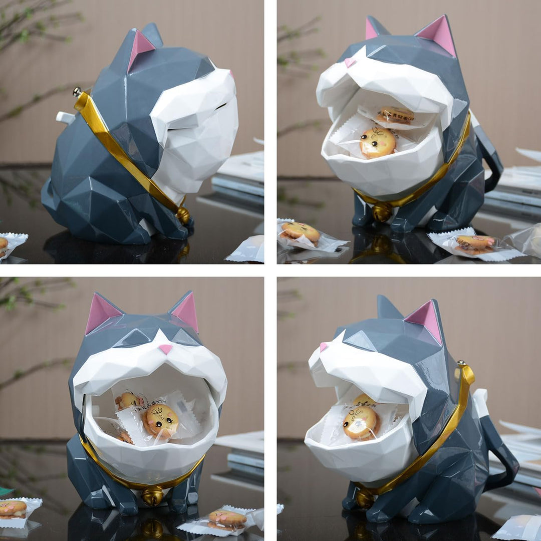 HAUCOZE Keksdose Katze Vorratsdose Tier Deko Moderne Skulptur Wohnzimmer Ornament Geschenk Polyresin