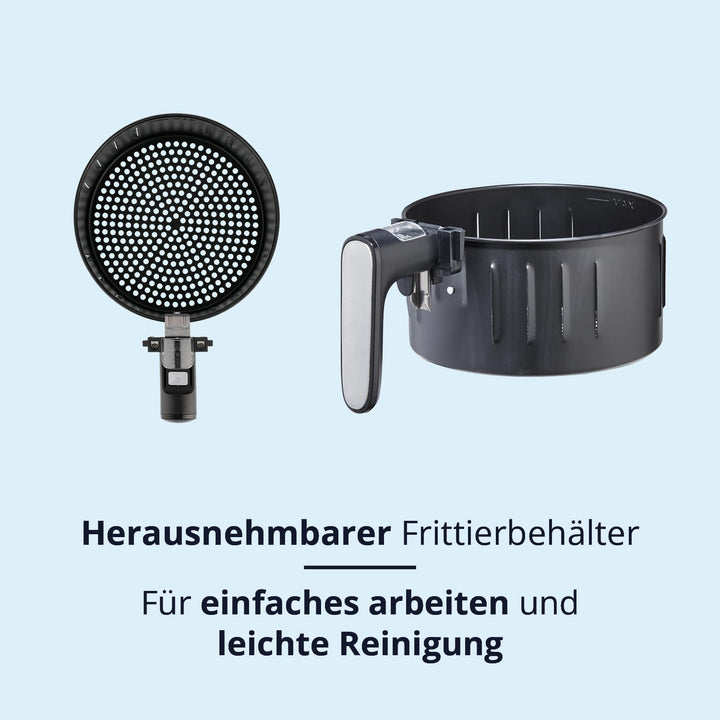 KHG Heissluft-Fritteuse Airfryer HLF-3200 silber 3,2 Liter herausnehmbarer Frittierkorb 1500 Watt Ti