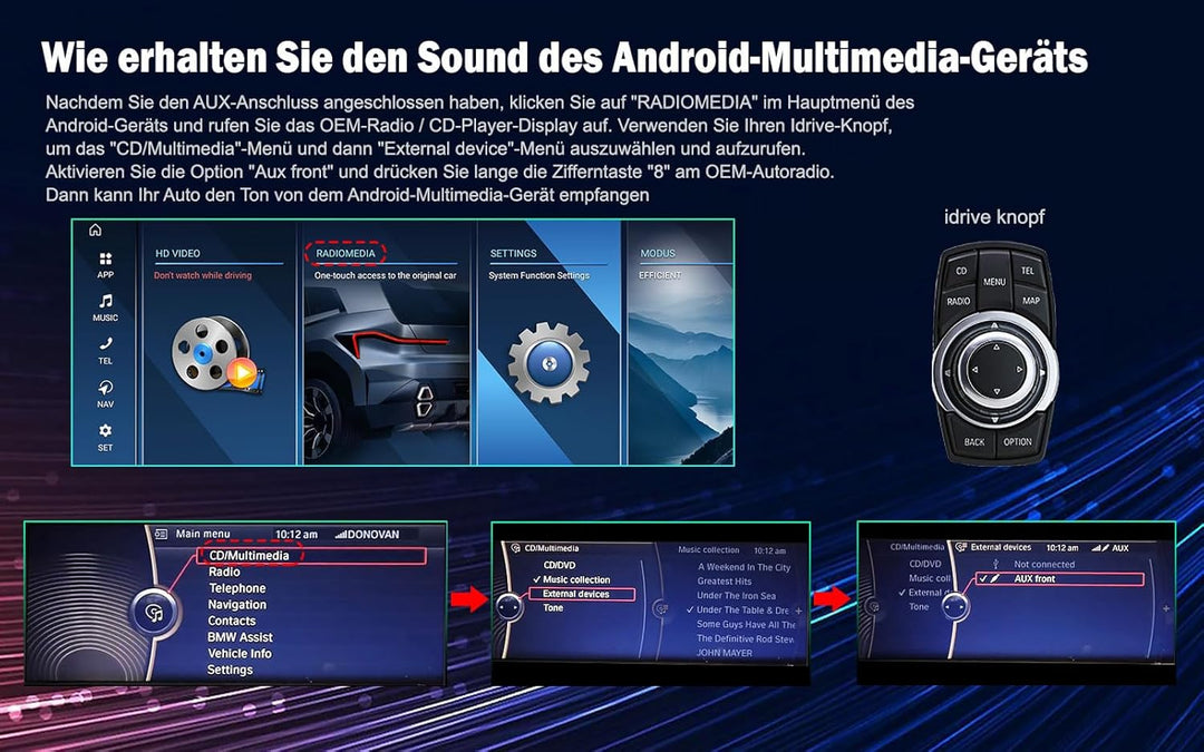Erisin Qualcomm 8-Kern 8GB+128GB Android 14 Autoradio Bluetooth mit GPS Navi für BMW 3er E90 E91 E92
