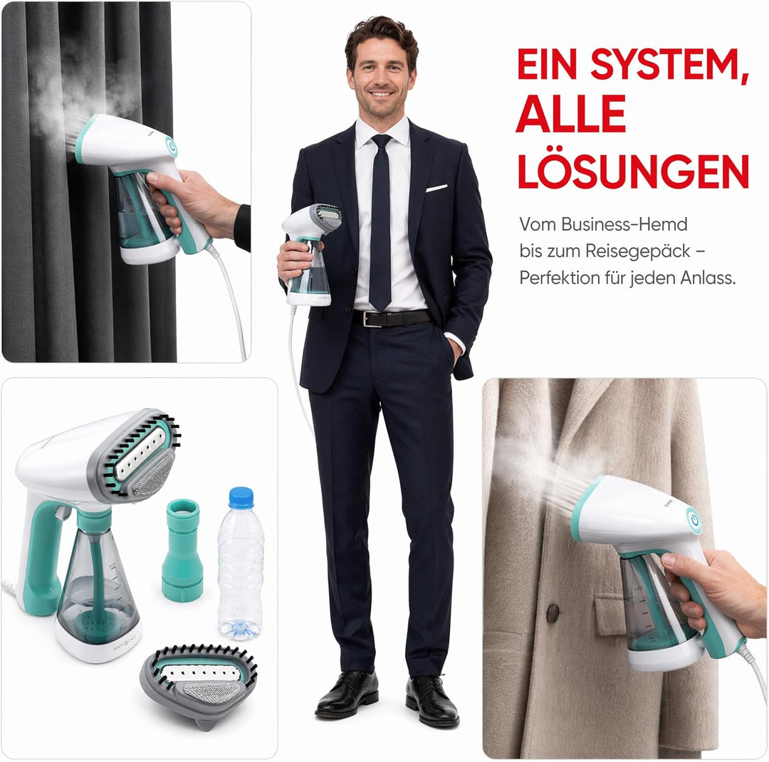 Trisa Dampfbürste - 1500W, 35g/min Dampfleistung Handdampfbügler, 260ml Wassertank, Schnellaufheizun