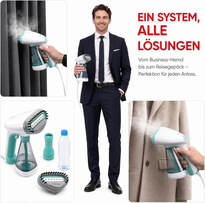 Trisa Dampfbürste - 1500W, 35g/min Dampfleistung Handdampfbügler, 260ml Wassertank, Schnellaufheizun