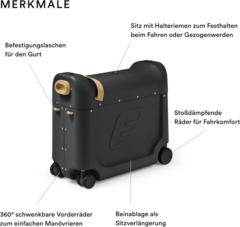 Stokke JetKids by BedBox, Lunar Eclipse - Aufsitzkoffer & Flugsitzbett – Damit Dein Kind im Flugzeug