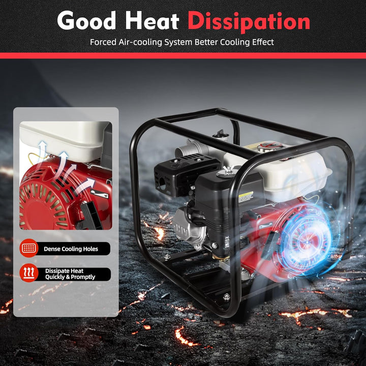 Benzin-Wasserpumpe 4-Takt 2-Zoll 6,5 PS Motor Schmutzwasserpumpe Garten-Wasserpumpe für Teich Garten