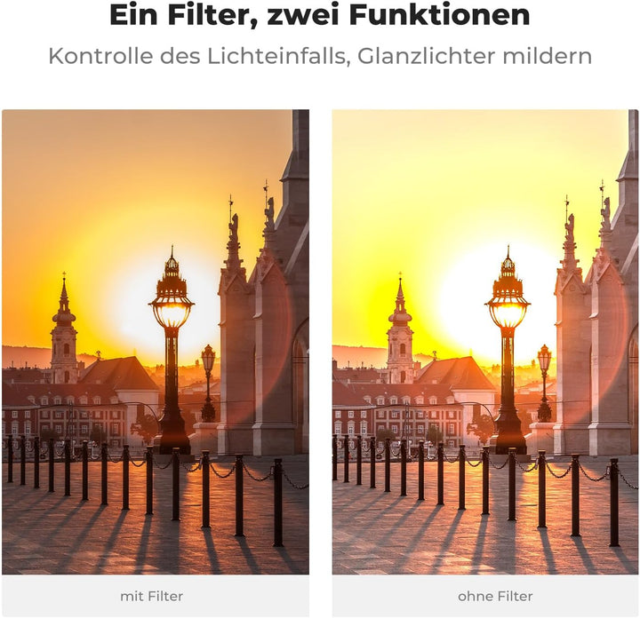 K&F Concept Filter 77mm Black-Mist 1/4&ND2-ND400 2 in 1 multifunktionaler Filter-Black Promist 1/4 F