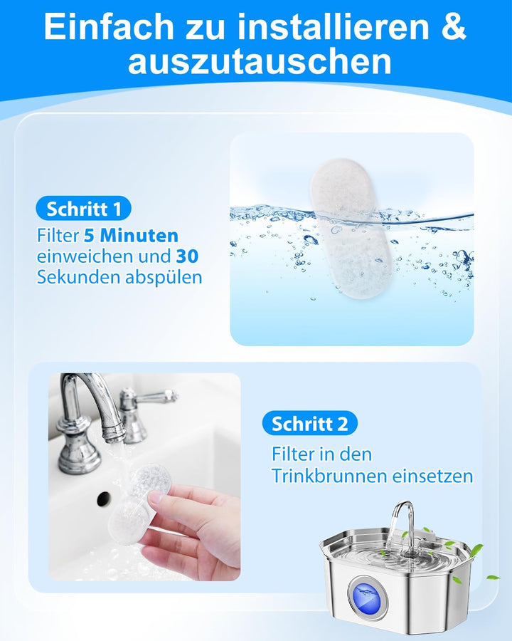 24 Stück Katzenbrunnen Filter für Apauk 3.2L Trinkbrunnen Katze Kabellos, Aktivkohlefilter &amp; Schaumf