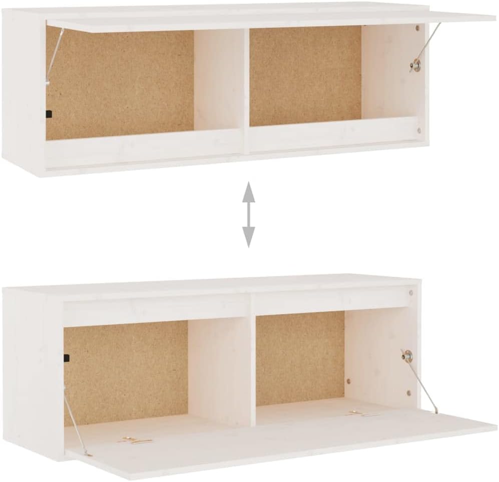 homiuse TV-Schränke 3 STK. Weiss Massivholz Kiefer TV Schrank Set Wohnzimmer MöBel Fernsehschrank Tv