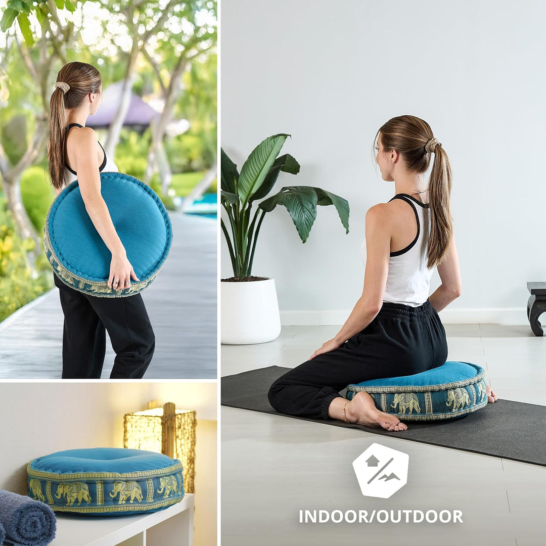 livasia Meditationskissen mit Thaiseide, Yogakissen mit Kapok, Pouf, Bodenkissen für Yoga und Zen Me