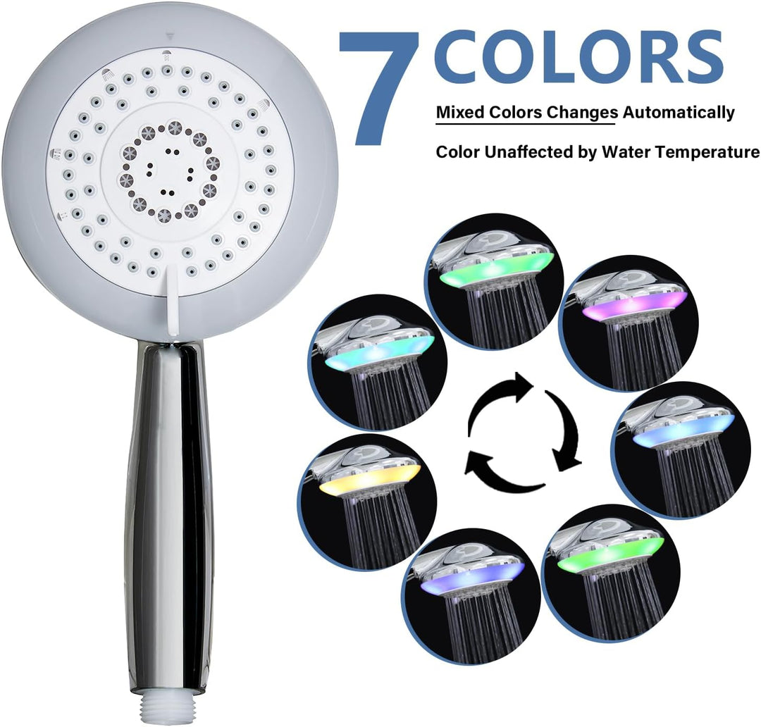 Duschkopf LED 7 Farben, Multifunktions-Handbrause Dusche LED, 12.5CM Handbrause Duschkopf mit LED Be