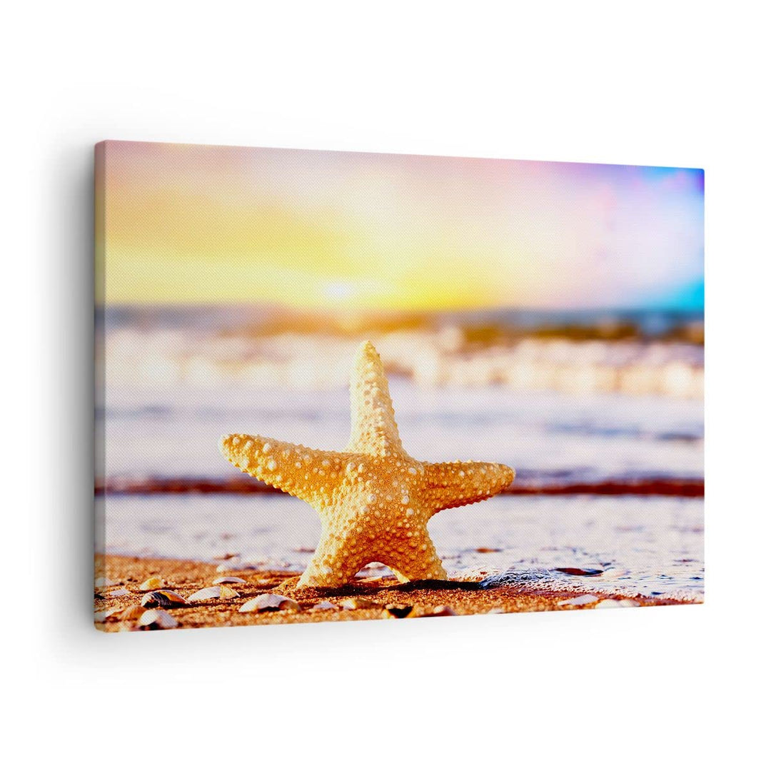 Bilder auf Leinwand Starfish Strand Sand Ozean Leinwandbild 70x50cm Wandbilder Dekoration Wohnzimmer