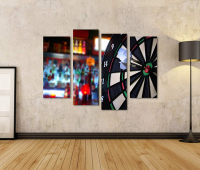 Bild auf Leinwand Darts Wandbild Poster Kunstdruck Bilder Format: 130x80cm - 4 Teile, Format: 130x80