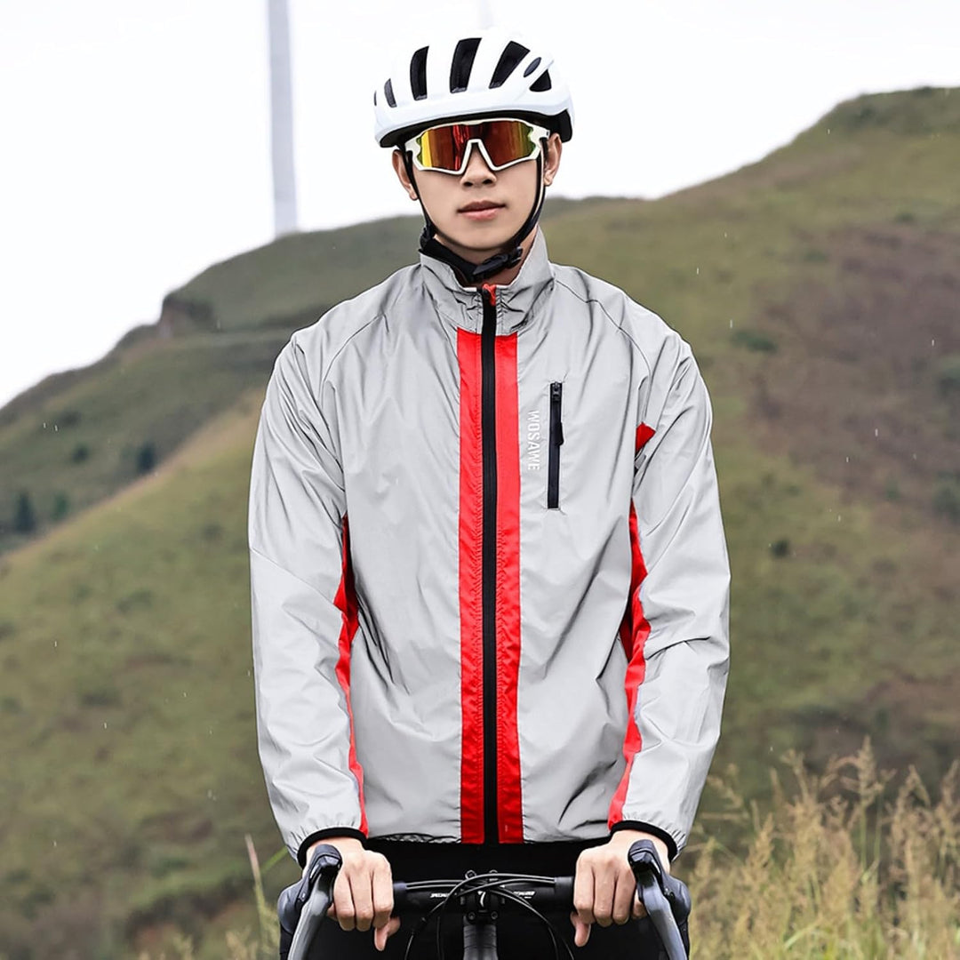 WOSAWE 360 Reflektierende Herren-Sportjacke, Winddicht Wasserabweisend Fahrradjacke Leicht Laufweste