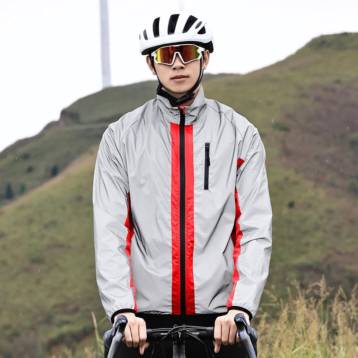 WOSAWE 360 Reflektierende Herren-Sportjacke, Winddicht Wasserabweisend Fahrradjacke Leicht Laufweste