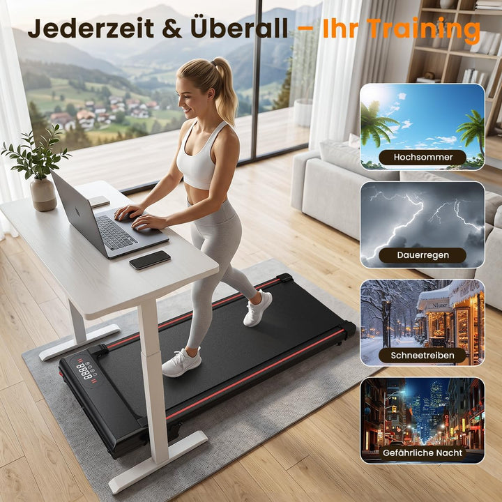 HomeFitnessCode Walking Pad Laufband mit Neigung - Laufpad für Zuhause Steigung 1-8 KM/H Walkpad Unt