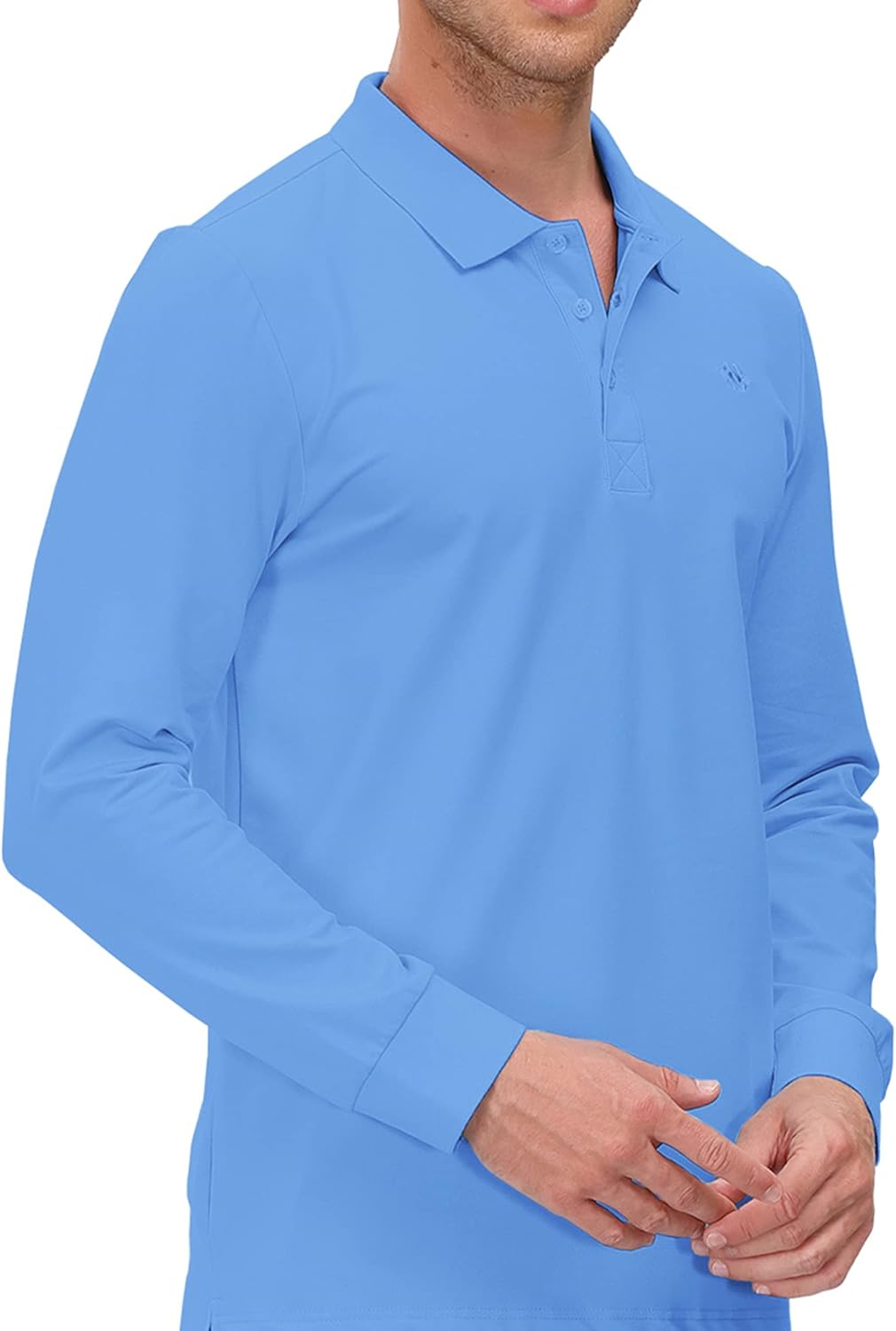 MoFiz Herren Poloshirt Langarm Baumwolle Polohemd Freizeit Polo Golf Wintershirts mit Kragen S Himme