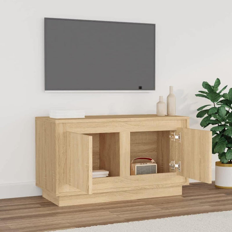 Tidyard TV Schrank mit 2 Fächern Versehen Lowboard Fernsehtisch Fernsehschrank TV Möbel Holzwerkstof