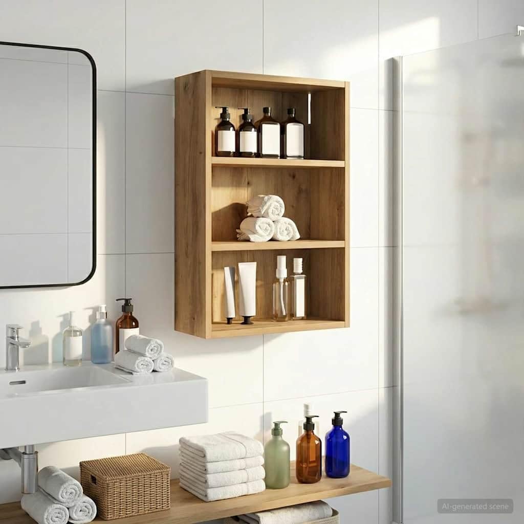 vidaXL Badezimmer-Wandschrank Artisan-Eiche 40 x 16 x 62,5 cm, Moderner Badschrank, rechteckiges Reg