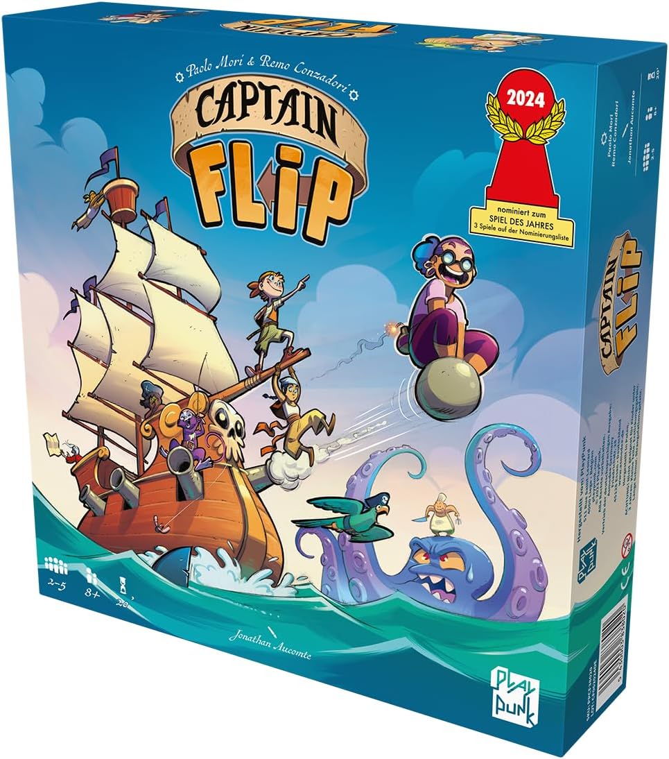 PlayPunk, Captain Flip, Familienspiel, Legespiel, nominiert zum Spiel des Jahres 2024, 2-5 Spieler,