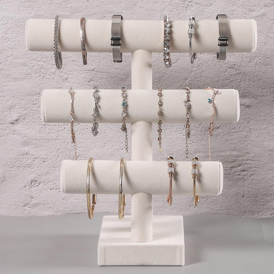 3-stöckiger Armbandhalter, Armband-Display zum Verkauf, beigefarbener Schmuckständer für Armreifen,