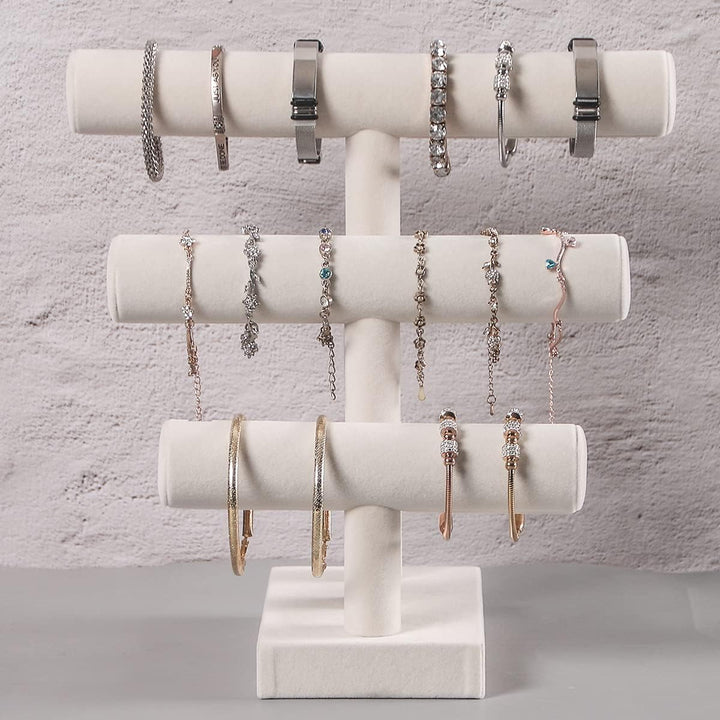 3-stöckiger Armbandhalter, Armband-Display zum Verkauf, beigefarbener Schmuckständer für Armreifen,