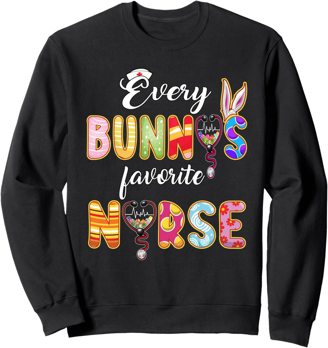Blessed Easter Nurse Life Stethoscope Nurse Bunny Crew Gift Sweatshirt