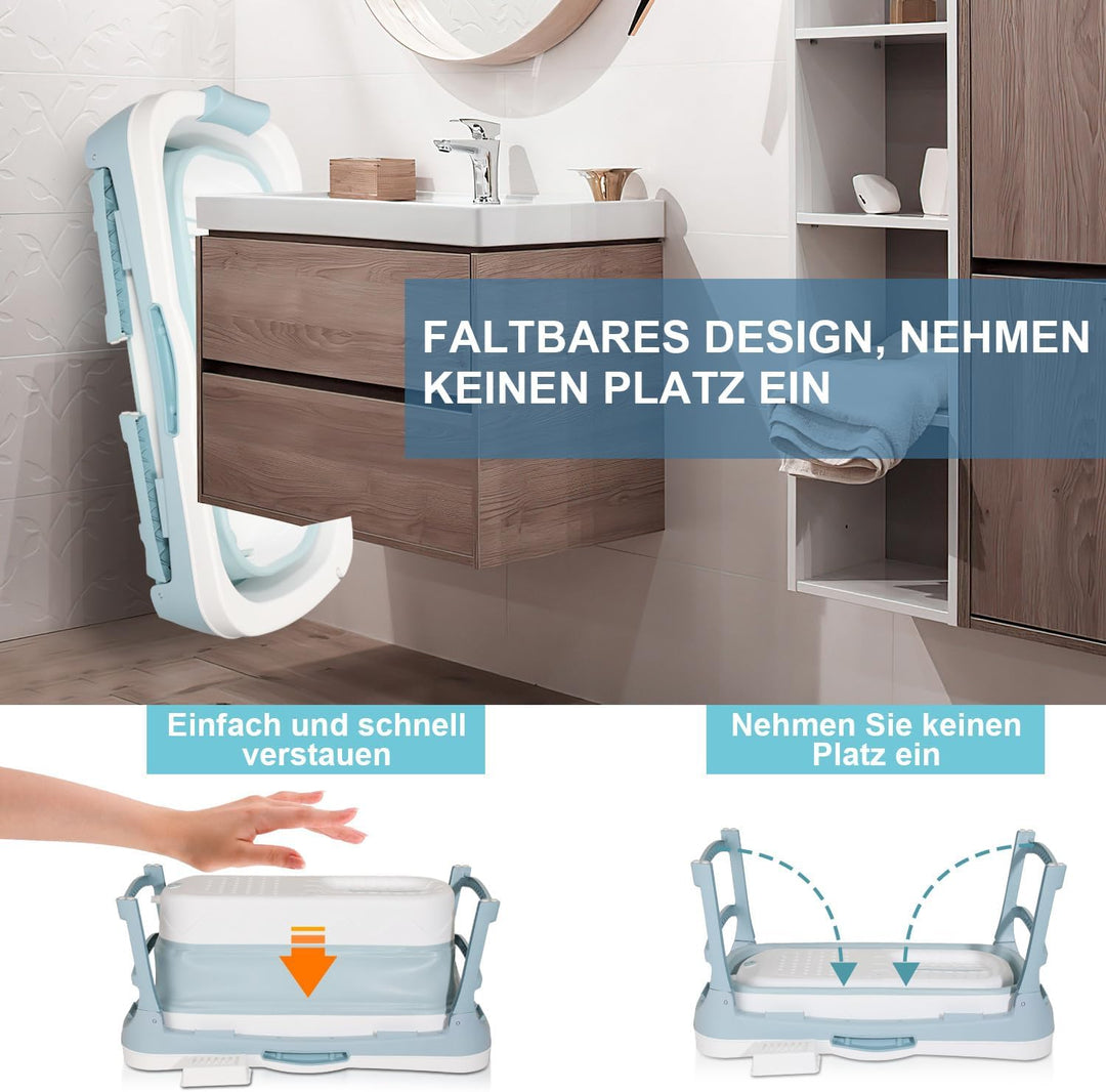Faltbare Badewanne für Erwachsene, Klappbare Mobile Badewanne 118×60×50 cm, Tragbar & Platzsparend,