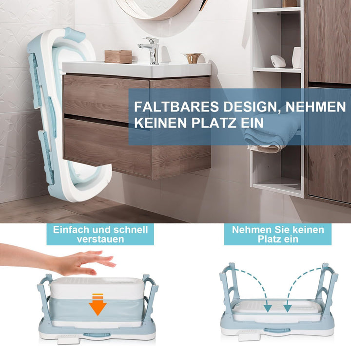Faltbare Badewanne für Erwachsene, Klappbare Mobile Badewanne 118×60×50 cm, Tragbar & Platzsparend,