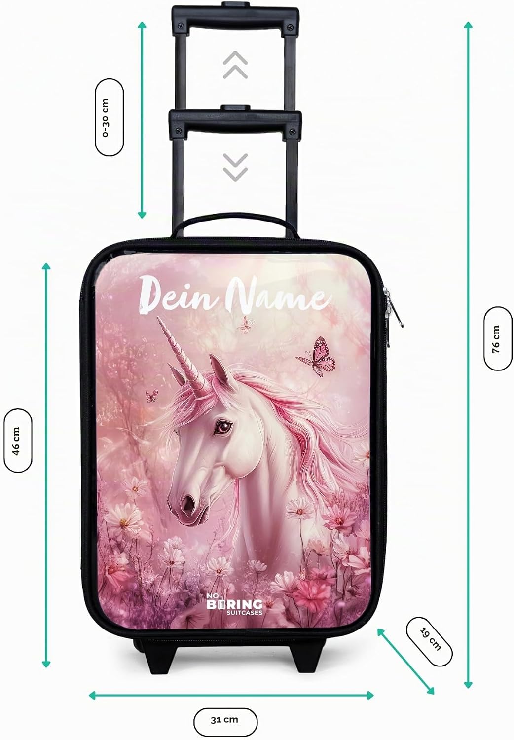 Kinderkoffer Klein Personalisiert mit Name 48x31x19 cm Reisekoffer Kleiner Kinder Koffer mit LED Rol