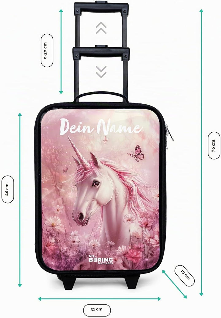 Kinderkoffer Klein Personalisiert mit Name 48x31x19 cm Reisekoffer Kleiner Kinder Koffer mit LED Rol