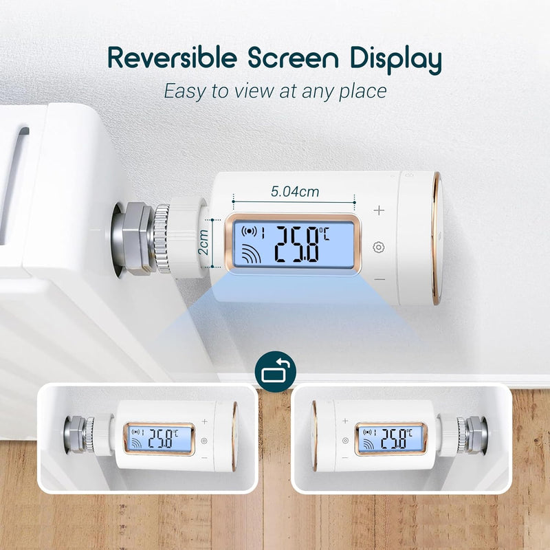 Inkbird IRC-RW1 WLAN Heizkörperthermostat mit Gateway, App-Steuerung, umkehrbarem Bildschirm, 11 Zei