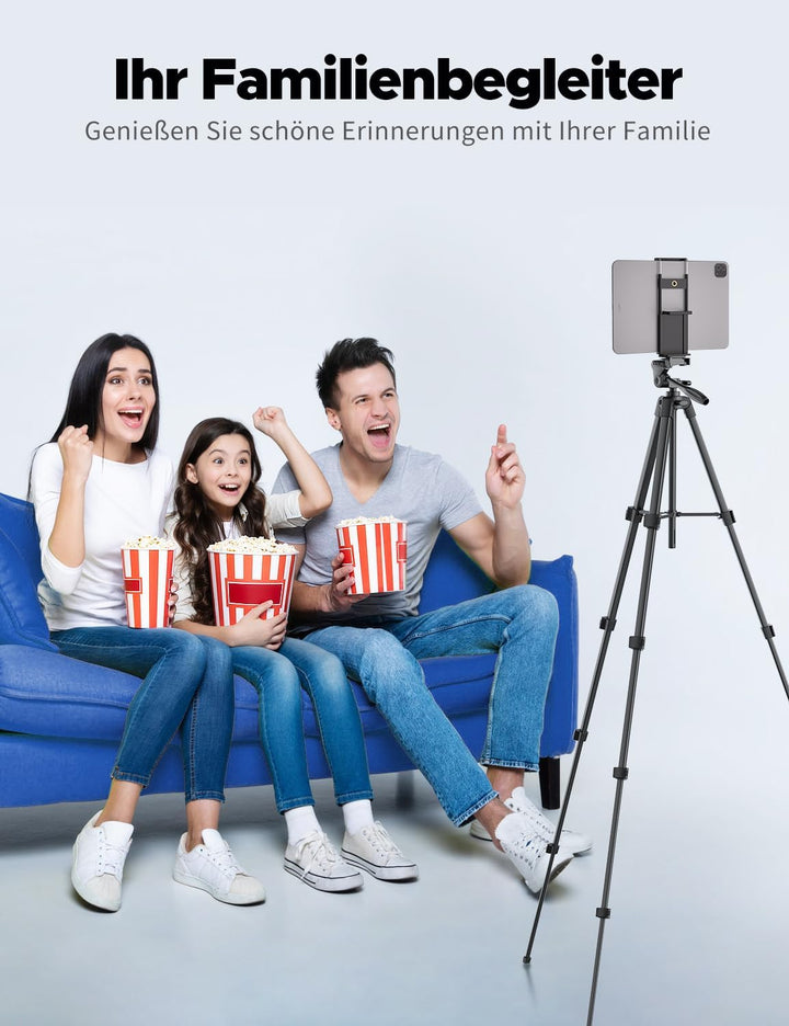 Stativ, Lusweimi 153 cm Kamerastativ für iPad Pro & iPhone Kompatibel mit Tablet/iPad Pro 12,9 Zoll/