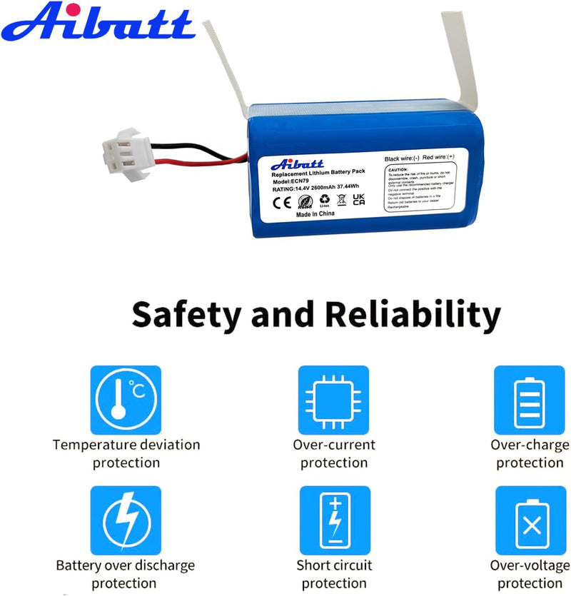 Aibatt 14.4V 2600mAh Ersatzakku Kompatibel mit Eufy RoboVac 11 11S 11S MAX RoboVac G10 Hybrid RoboVa