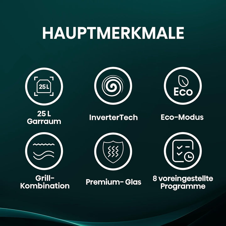 Hisense H25MOBS4HGI Mikrowelle / 25 L / 900W / InverterTech/Auto Programme/Eco Mode/Grill Kombinatio
