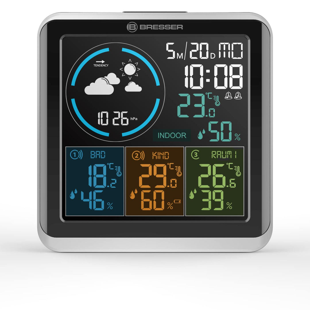 Bresser Wetterstation Funk mit Aussensensor Quadro Individio mit 4 unterschiedlichen Messpunkten ink