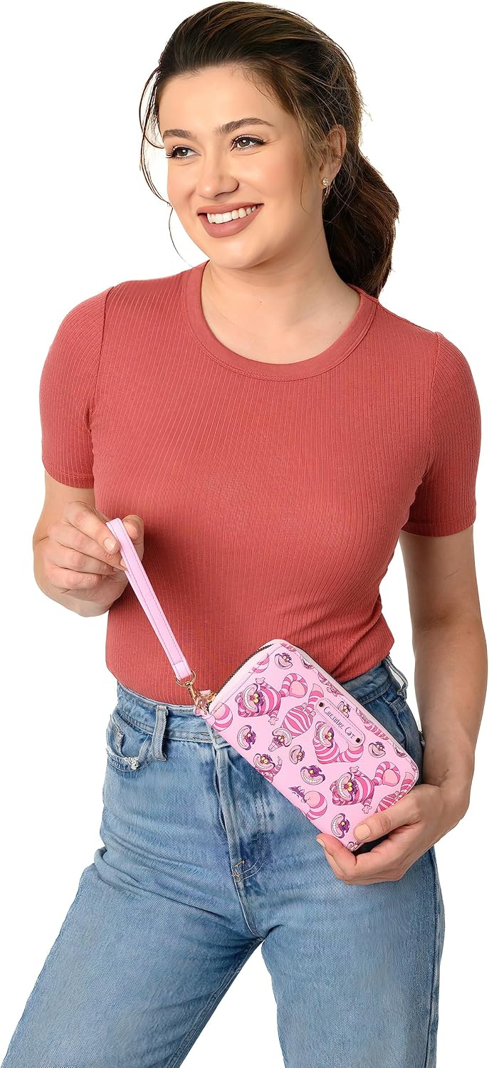 Disney Geldbörse mit Handgelenk, Mickey Minnie Mouse, Winnie Pooh, Reissverschluss, Clutch, Kunstled