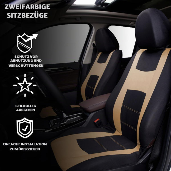 JNNJ 9 Stück Autositzbezüge Kompletter Satz, Klassisch Autositzbezüge Sitzschoner Auto Schonbezug Au