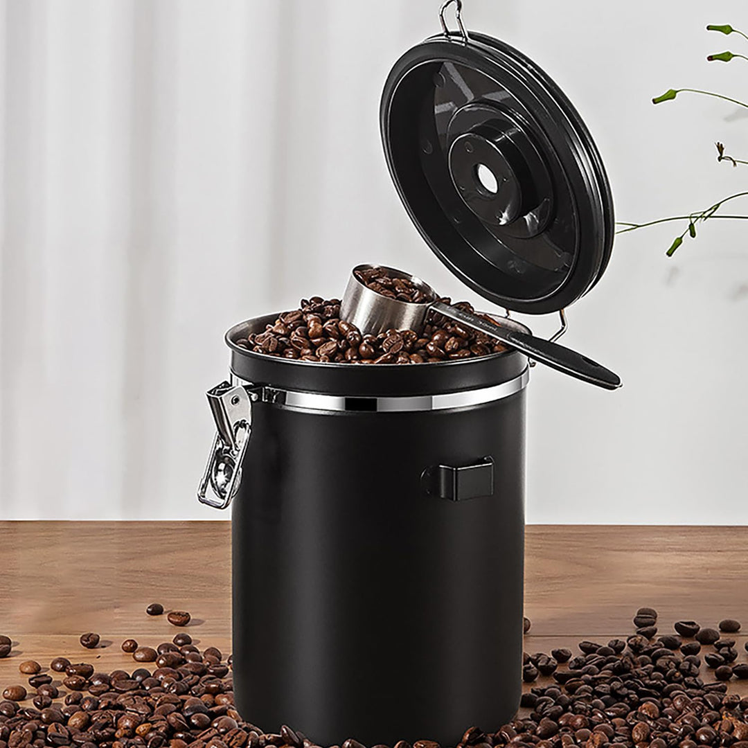 Kaffeebohnen Behälter,Kaffeedose Luftdicht Bohnen,Kaffeedose Luftdicht aus Edelstahl mit Löffel und