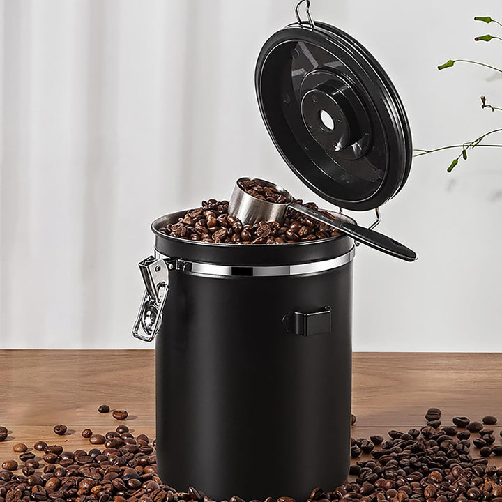 Kaffeebohnen Behälter,Kaffeedose Luftdicht Bohnen,Kaffeedose Luftdicht aus Edelstahl mit Löffel und