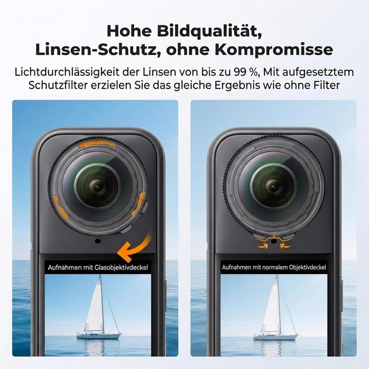 Objektivschutz für Insta360 X5, Optischer Linsenschutz aus Gehärtetem Glas mit 10H Härte, HD-Transpa