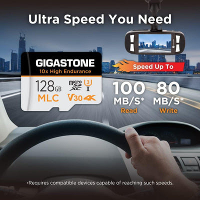 [10x High Endurance] Gigastone MLC 128GB 2er-Pack Industrial MicroSDXC Karte mit Adapter,100/80 MB/s