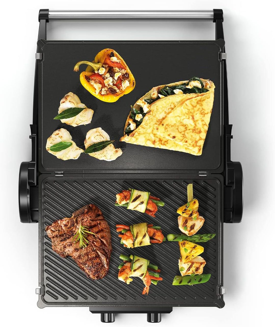 Bosch Tischgrill TCG4215, 3-in1-Kontaktgrill, Individuelle Temperaturregelung, Fettablaufrinne, Aufl