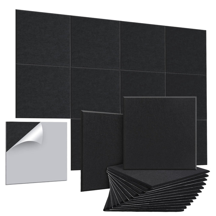 Akustische Paneele, AGPTEK 12 Packs Selbstklebende Akustische Paneele Schalldichte Schwarze Wandpane
