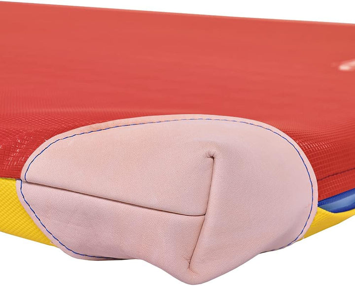 Grevinga® FUN - Turnmatte (VB 120) 200 x 100 x 8 cm Rot-Gelb mit Lederecken und Tragschlaufen, 200 x