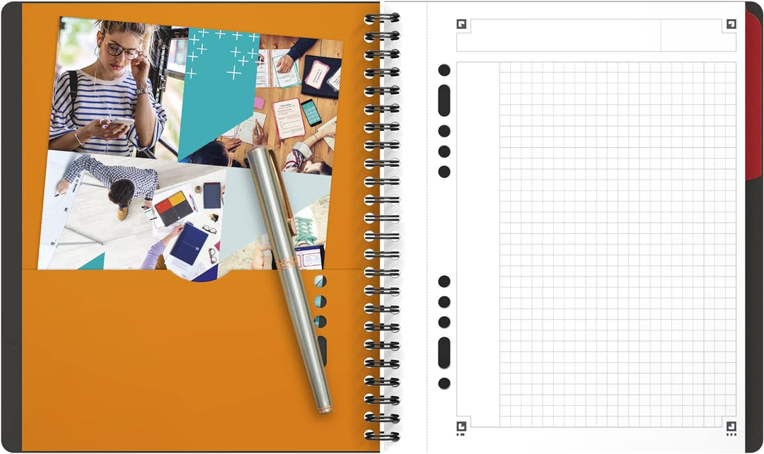 Oxford Activebook Interantional A5, kariert, 160 Seiten, versetzbares Register, Dokumententasche, 5