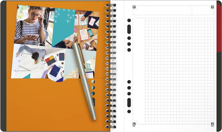 Oxford Activebook Interantional A5, kariert, 160 Seiten, versetzbares Register, Dokumententasche, 5