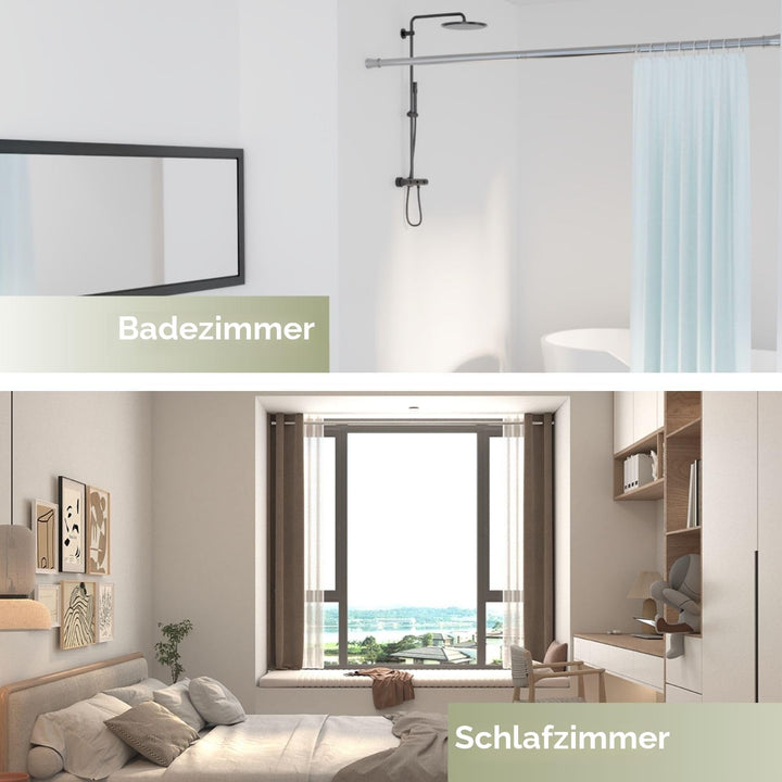 Venwemong Ausziehbare Gardinenstange, Teleskop-Fensterspannstange, ohne Bohren, Duschvorhangstange,